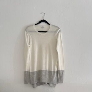 Vince Cream Sweater with Gray Colorblock Hem
